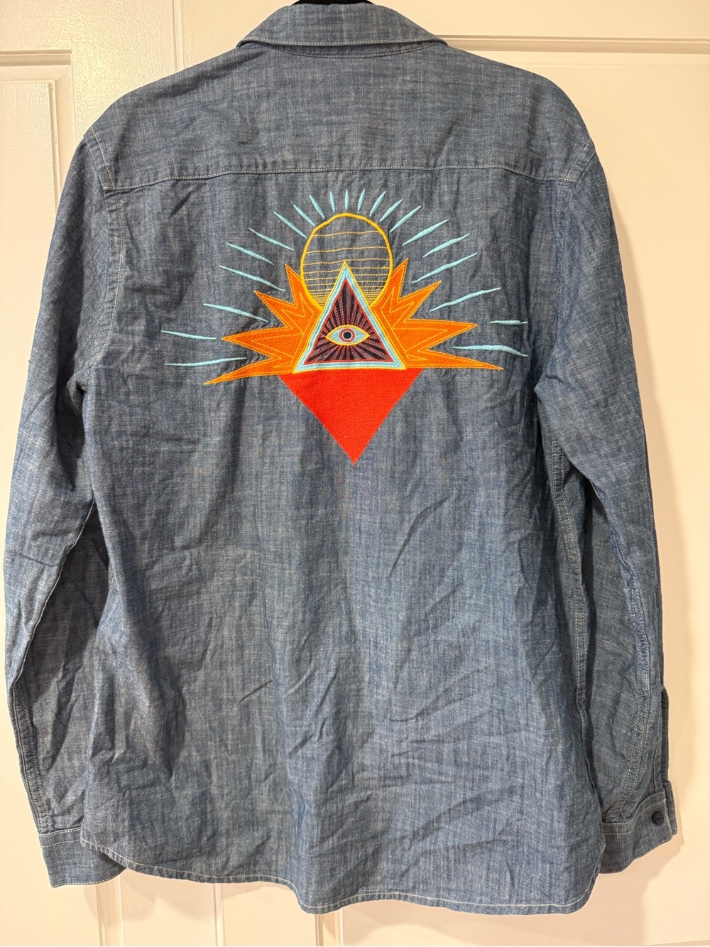 ASOS denim shirt with third eye embroidery in back